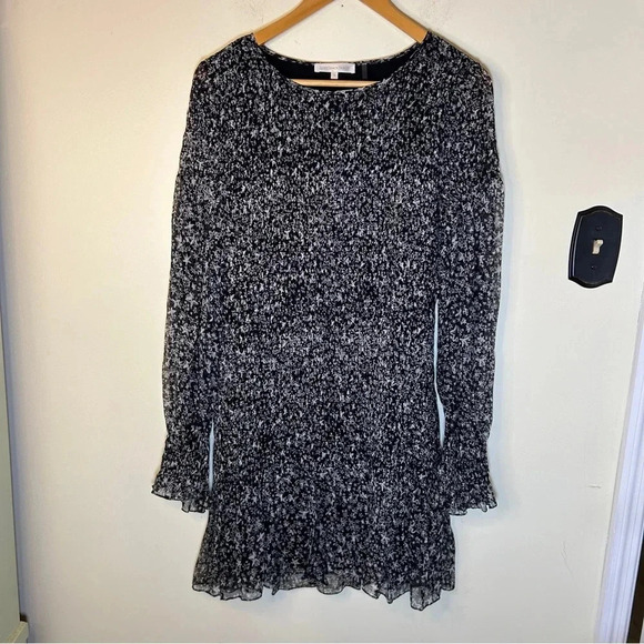 Love Shack Fancy Scarlett Evening Star Print Chiffon Ruched Mini Dress Size L - Picture 3 of 10